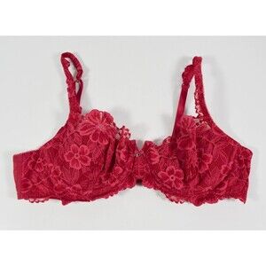 Vintage Victoria Secret Dusty Pink Lace Lightly Padded Underwire Bra Sz 34B